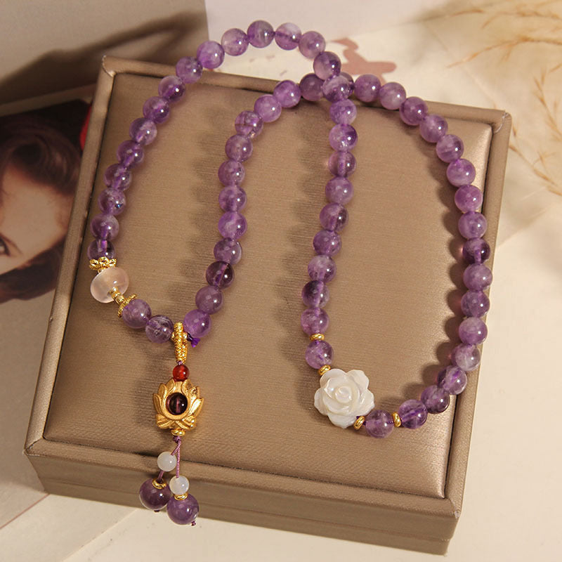 Natural Amethyst Lotus Multi-layer Bracelet Women