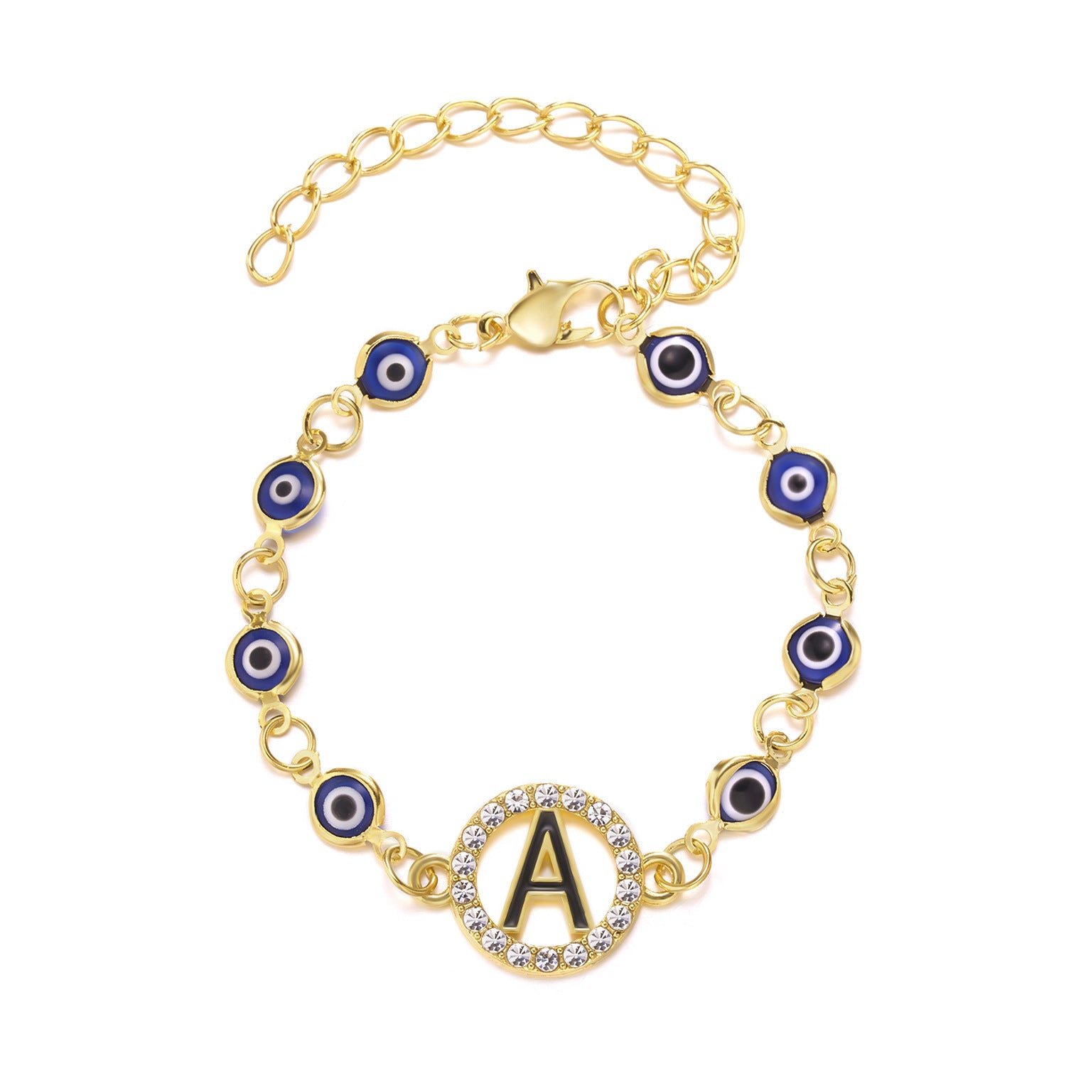 Evil Eye alphabet Signature Adjustable Bracelet