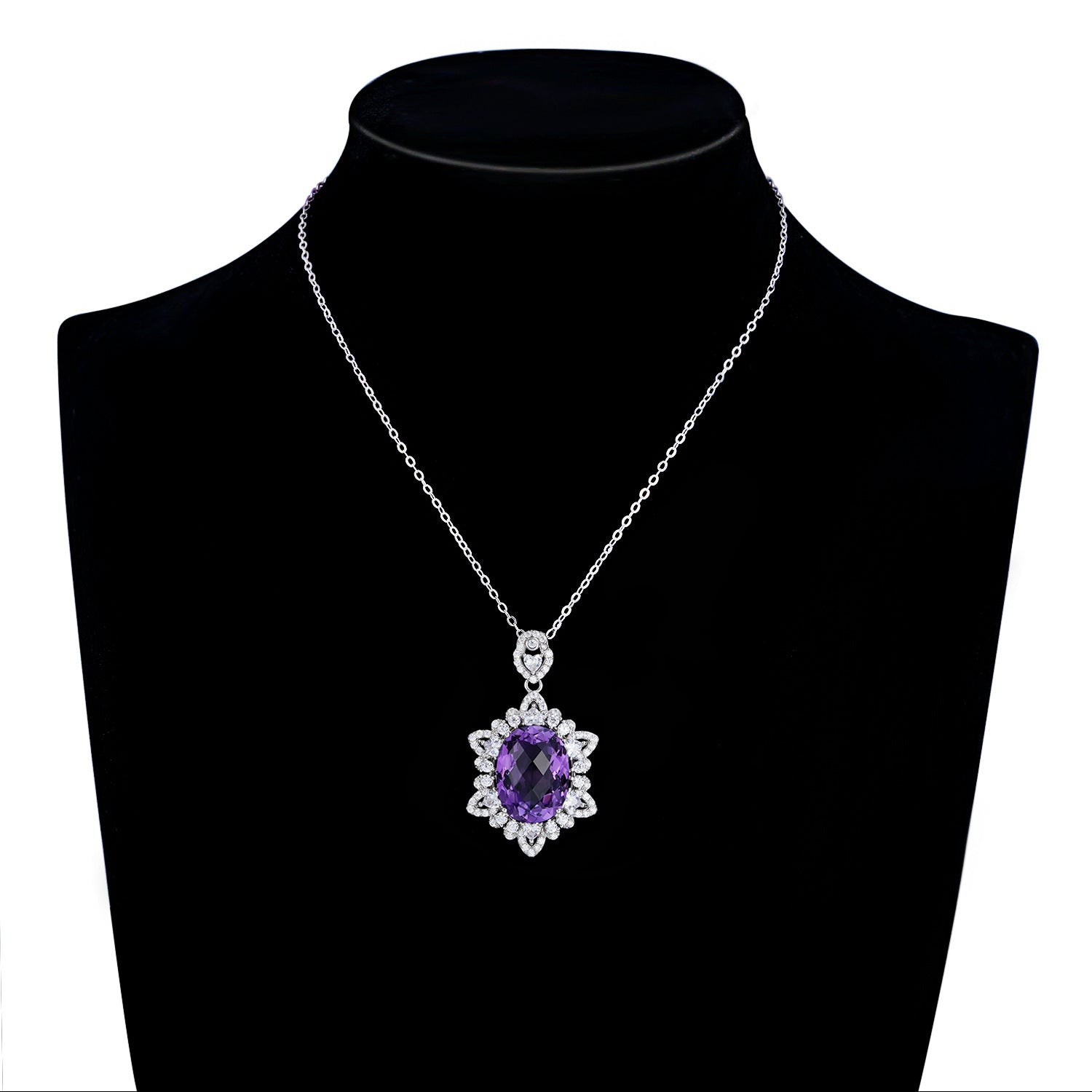 Natural Amethyst Women's 925 Silver Necklace Jewelry