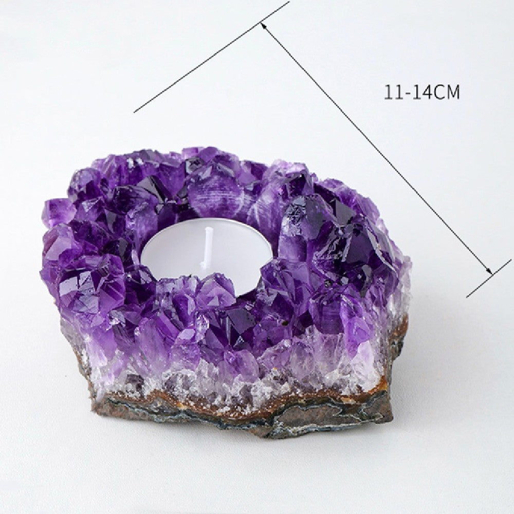 Natural Amethyst Candle Holder Ornaments Home Decor