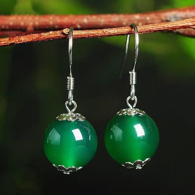 Fashion Sterling Silver Agate Women Earrings