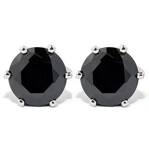 Sterling silver stud earrings four-claw black agate earrings sterling silver jewelry earrings hypoallergenic