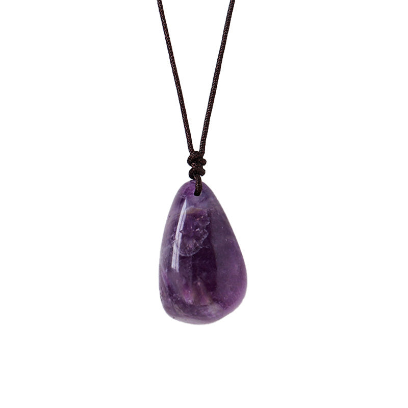 Natural Fantasy Amethyst Water Drop Pendant Men Women Necklace