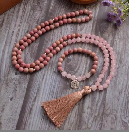 Natural Rhodochrosite Rosary Necklace Women Bracelet