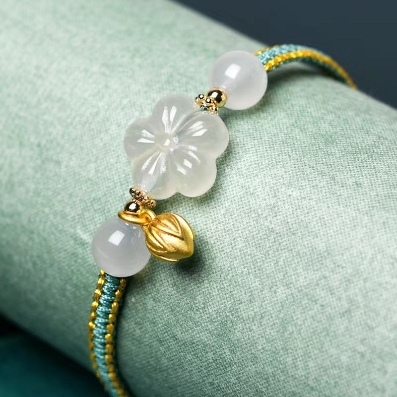 White Agate Plum Blossom Niche Women Bracelet