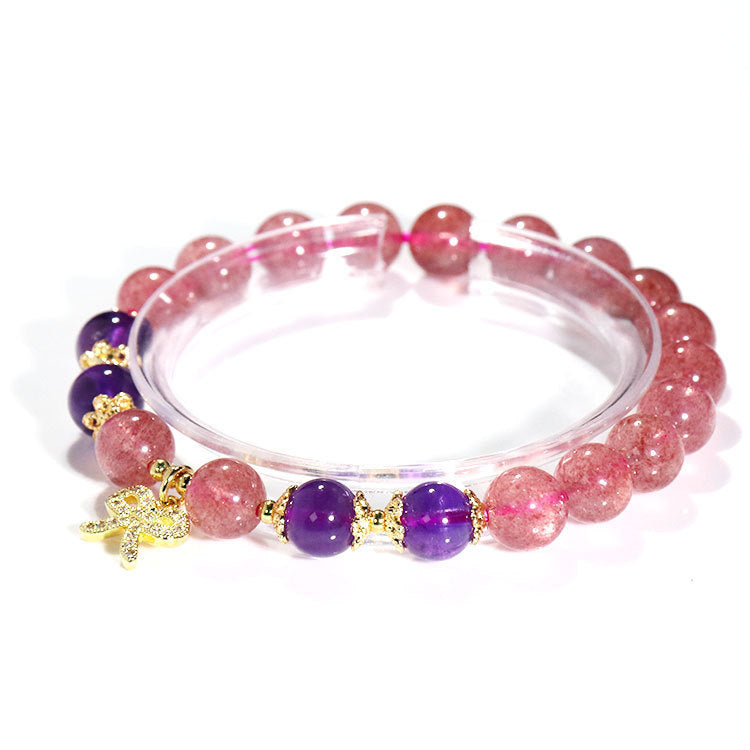 Strawberry Crystal With Amethyst DIY Crystal Bracelet Crystal Women Bracelet