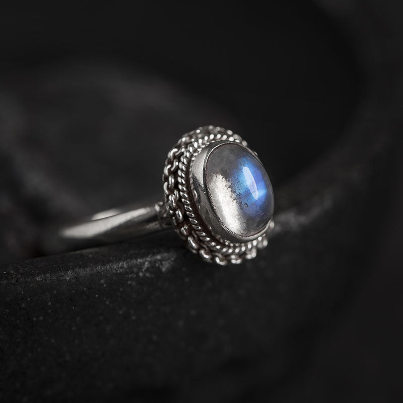 Handmade Inlaid Moonstone Ring For Women