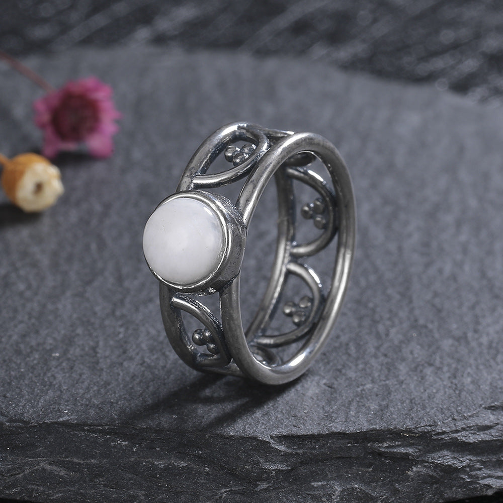 Court Style Moonstone Niche Mid-ancient Vintage Women Ring