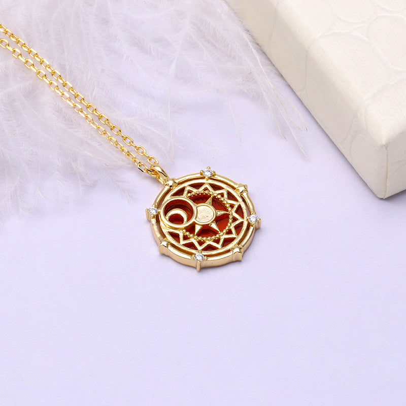 Red Agate Star Moon Collar Women Necklace