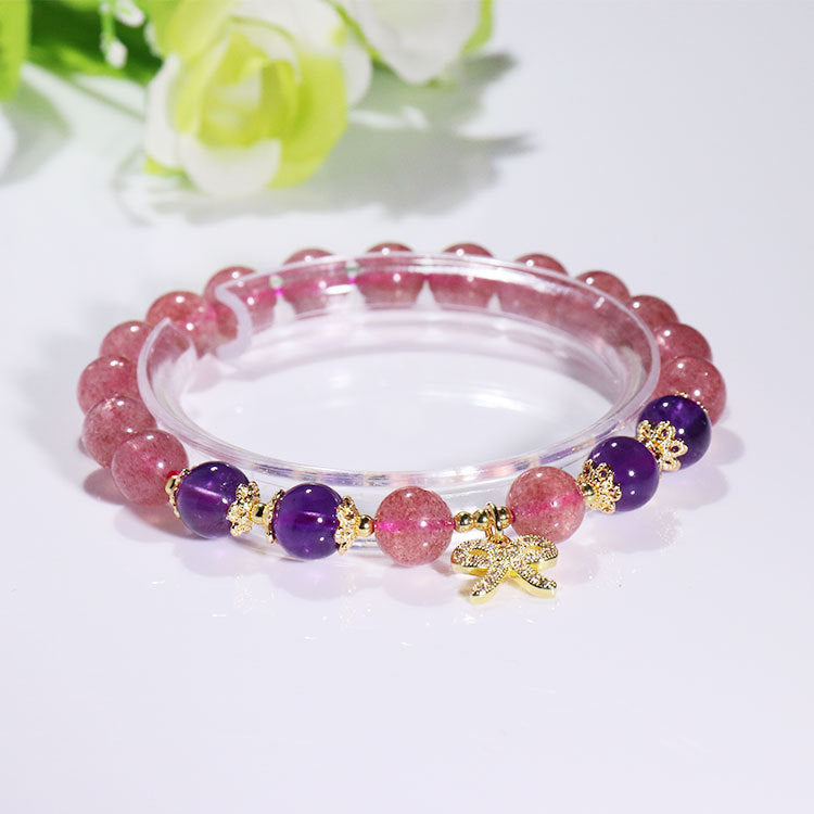 Strawberry Crystal With Amethyst DIY Crystal Bracelet Crystal Women Bracelet