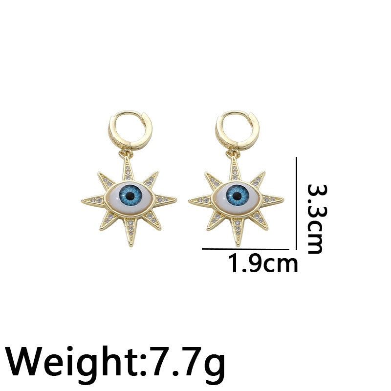 Fashion Love Six Star Demon Eye Earrings