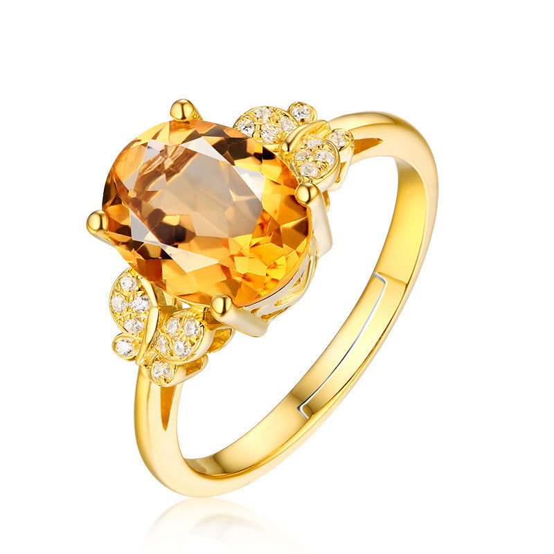 Butterfly Color Treasure Ring Citrine Female