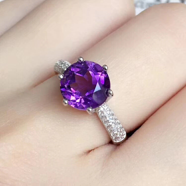 Women's Round Deep Amethyst Ring