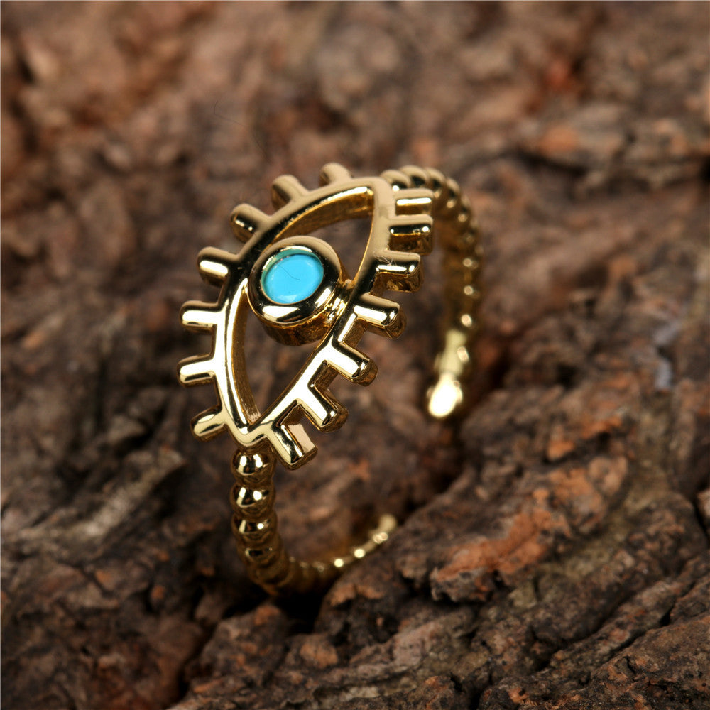 Color Copper Personality Devil Eye Adjustable Index Finger Ring Female