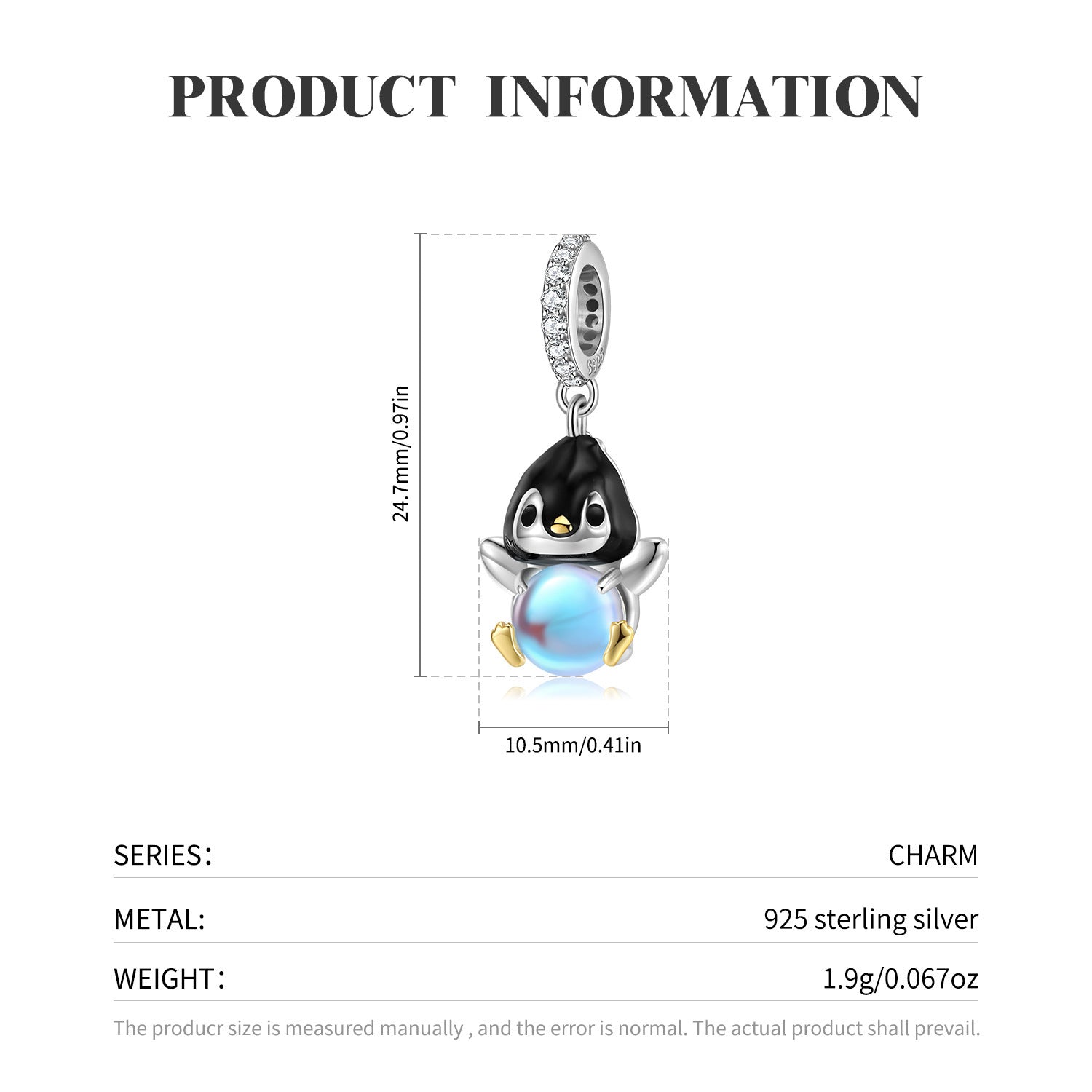 Creative And Lovely Penguin Pendant S925 Silver Inlaid Synthetic Moonstone For Women