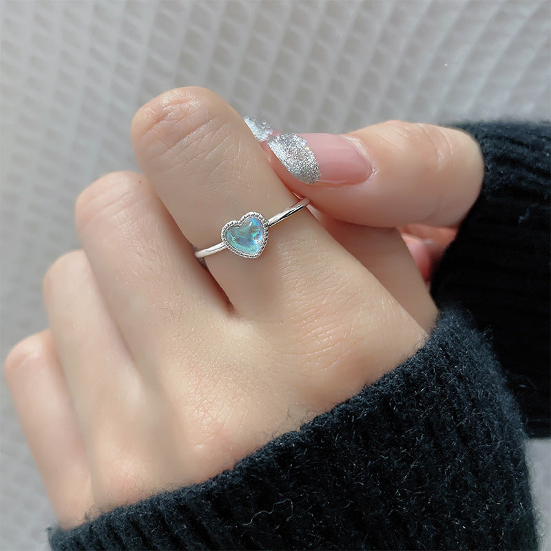 Aurora Moonstone Love Heart-shaped Women Ring