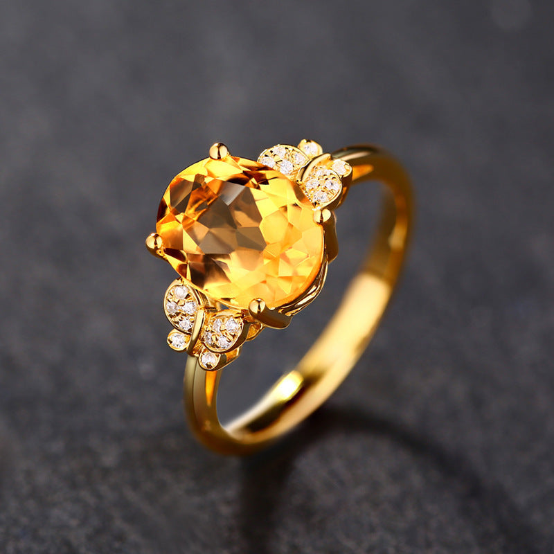 Butterfly Color Treasure Ring Citrine Female