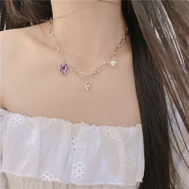 Pearl Amethyst Star Girls Women Necklaces