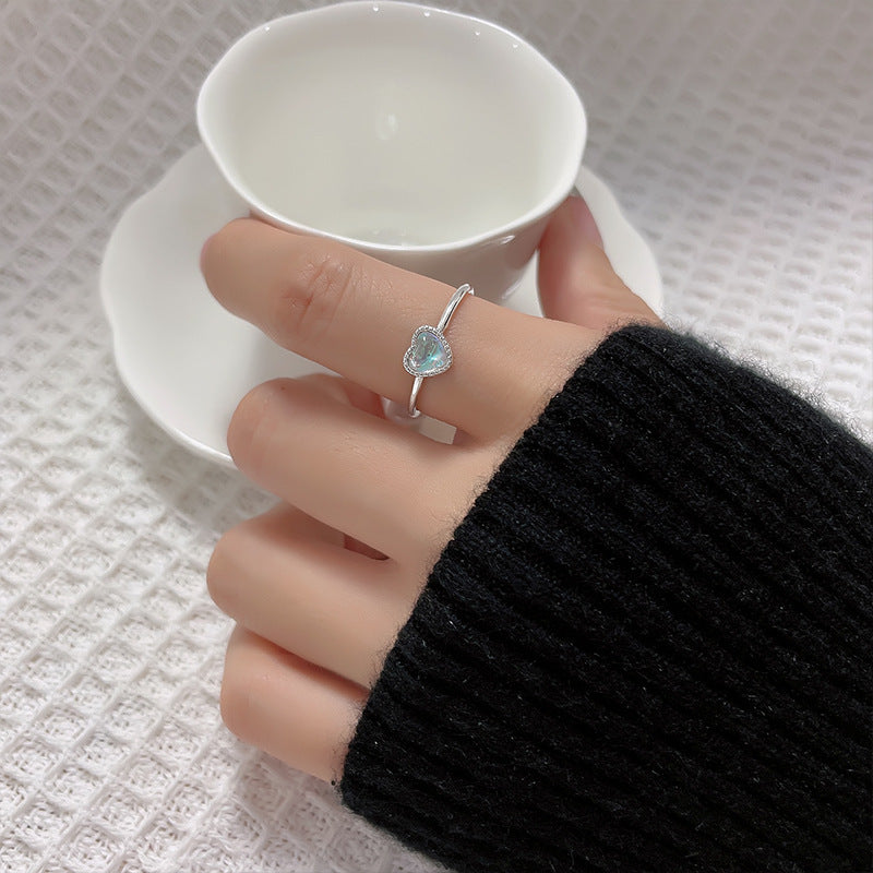 Aurora Moonstone Love Heart-shaped Women Ring