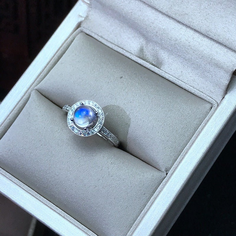 Natural Blue Moonstone Women Ring