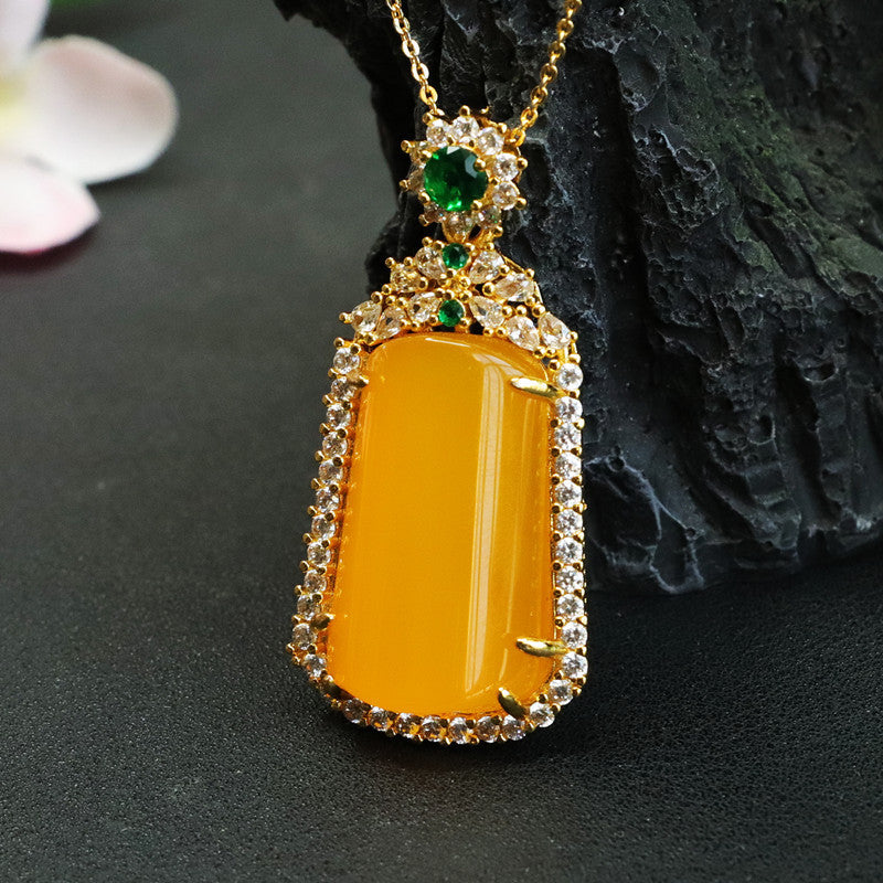 Topaz Pendant Agate Jewelry Women and Men Necklace