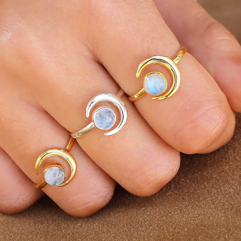 925 silver plated moonstone ring