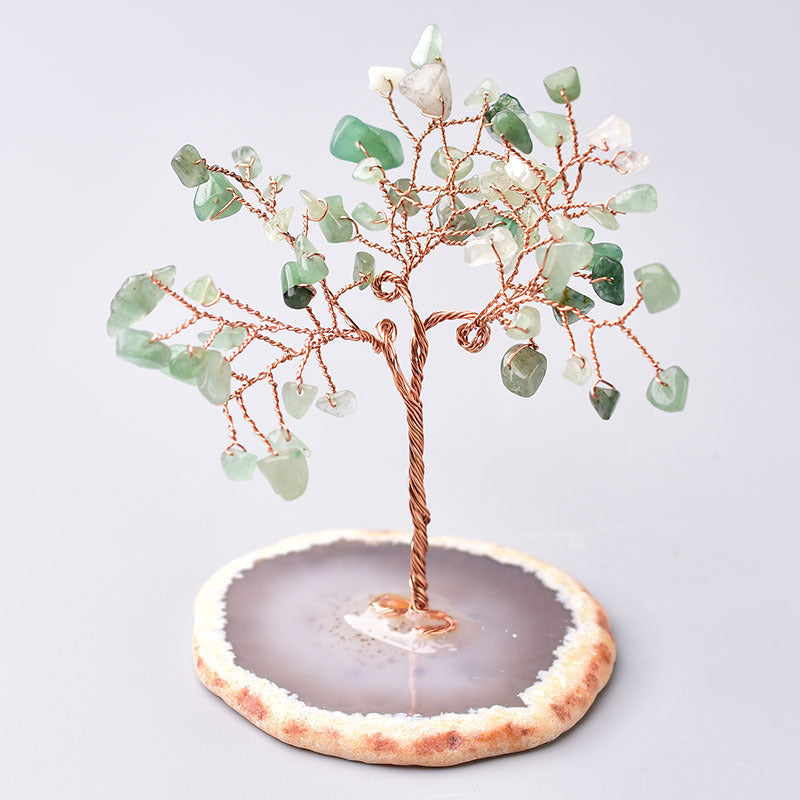 Natural Crystal Gravel Lucky Tree Ornaments Agate Slices Crystal Tree