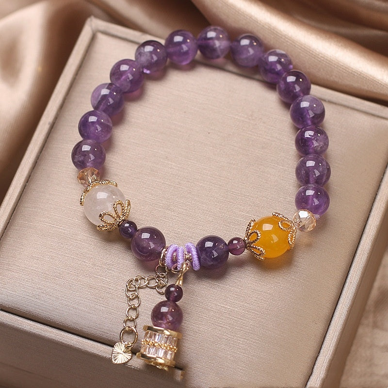 Lucky Beads Natural Amethyst Women Bracelet