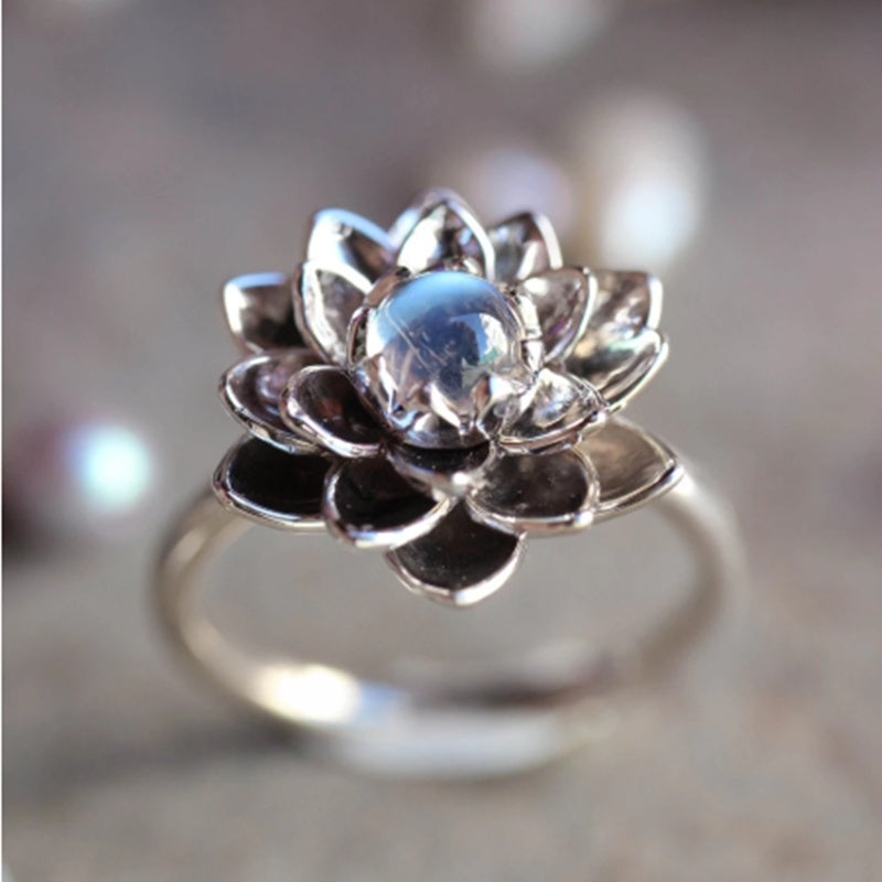 Moonstone White Lotus Women Ring