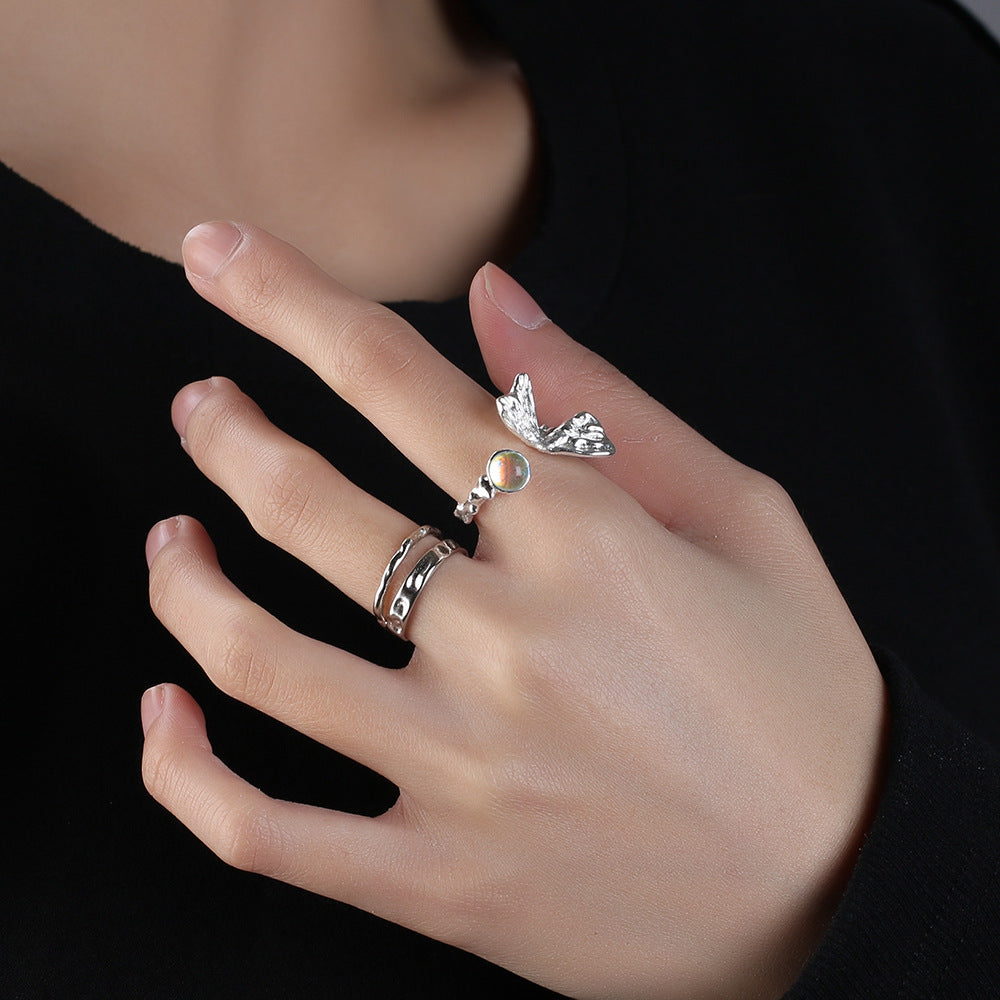 Moonstone Irregular Butterfly Women Ring