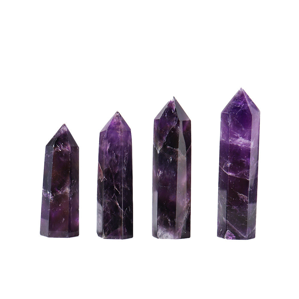 Dream Amethyst Single Tip Crystal Column Hexagon Prism Natural Amethyst Home Decor