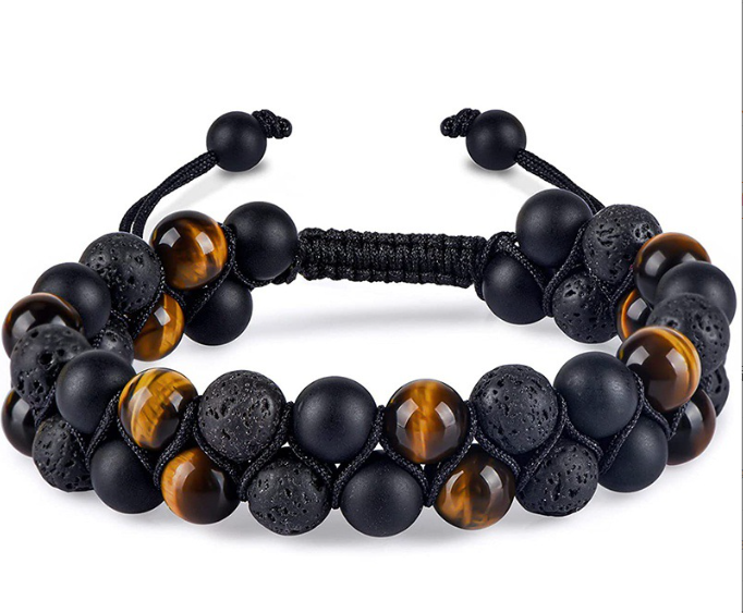 Double row natural stone tiger eye bracelet bracelet