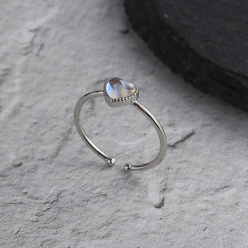 Aurora Moonstone Love Heart-shaped Women Ring