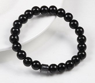 8mm Beaded Agate Haematite Stretch Couple Women and Men Bracelet