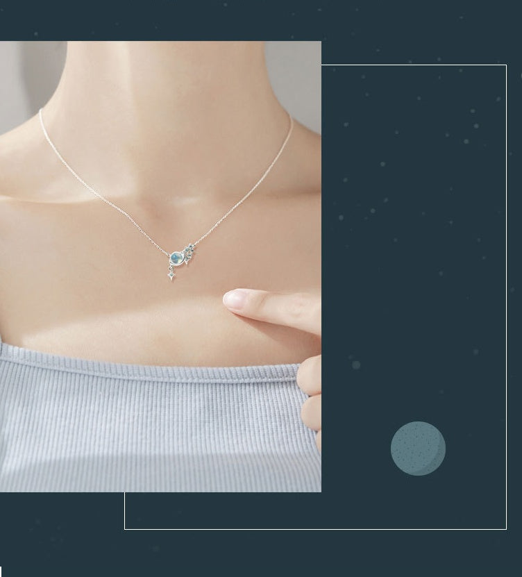 Star Clavicle Chain Natural Moonstone Women Necklace