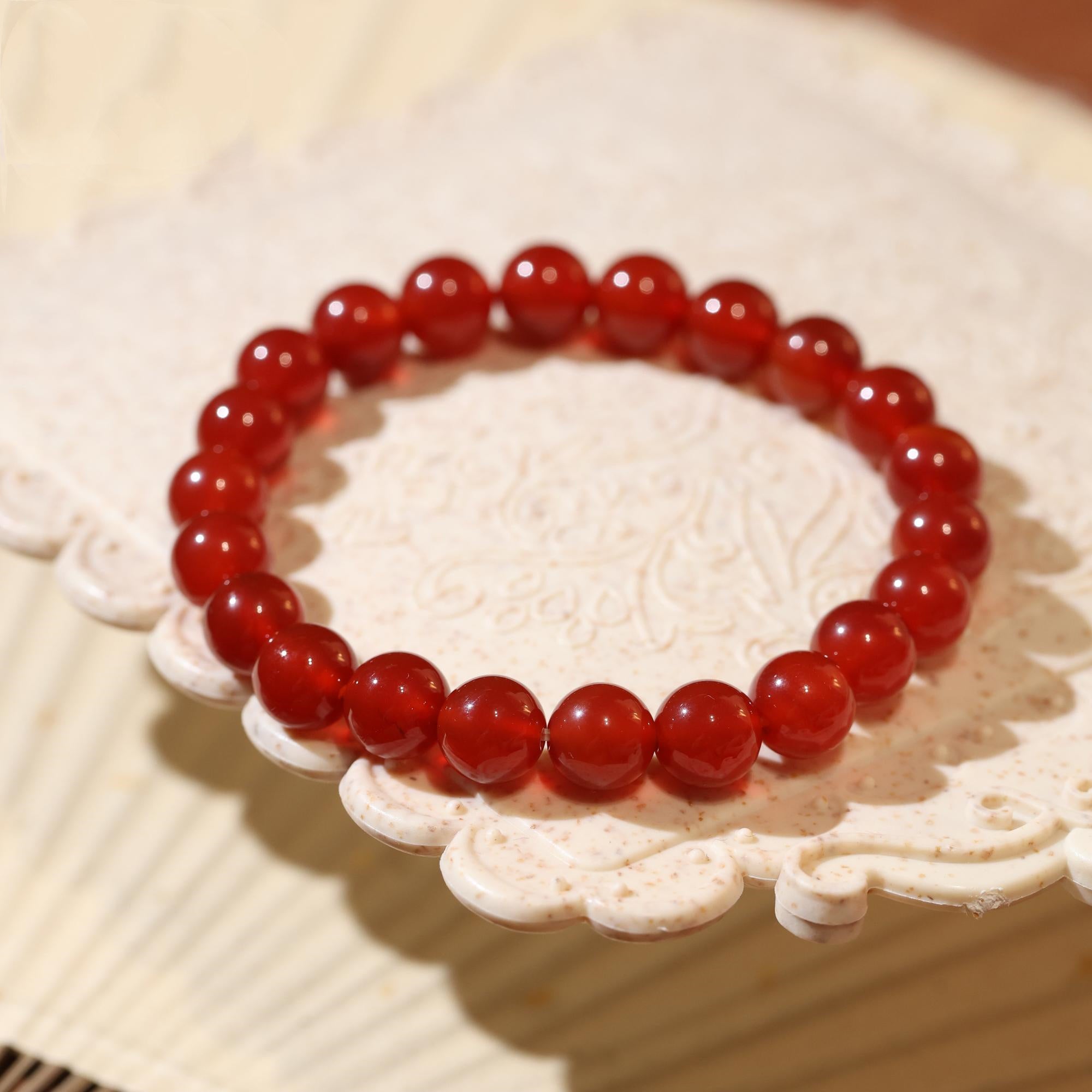 Men's And Women's Fashion Single Circle Red Agate Bracelet