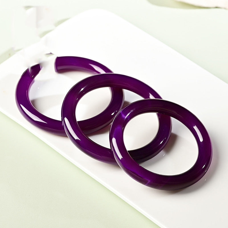 Natural Purple Agate Female Jade Round Clause Primary Color Ice-like Purple Chalcedony Amethyst Bracelet