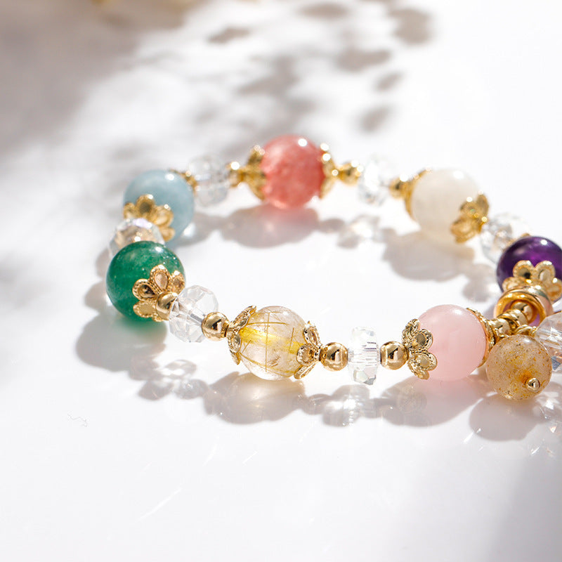 Aquamarine Amethyst Lucky Peach Blossom Women Bracelet