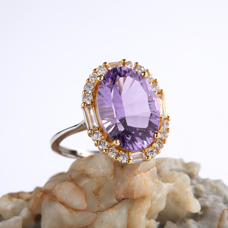 Temperament Natural Amethyst Women Ring