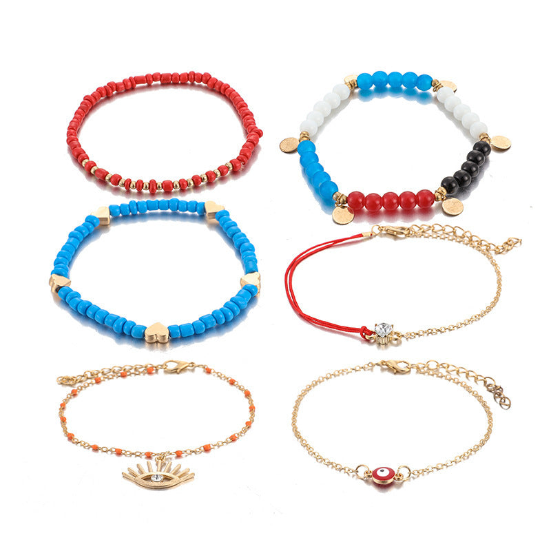 Colorful Beaded Fringe EYE OF PROVIDENCE  Evil Eye Anklet