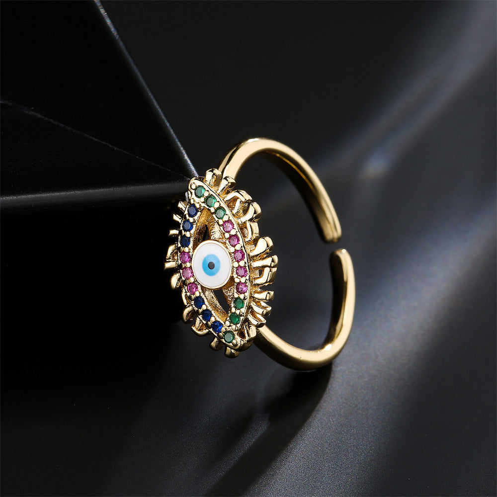 EYE OF PROVIDENCE Shape Geometric  Ring Bronze Zirconium Jewelry