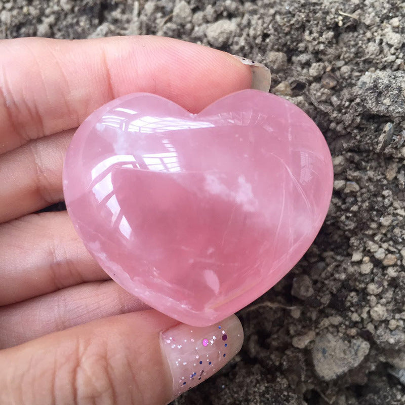 Heart-shaped Rose Quartz Crystal Home Decor