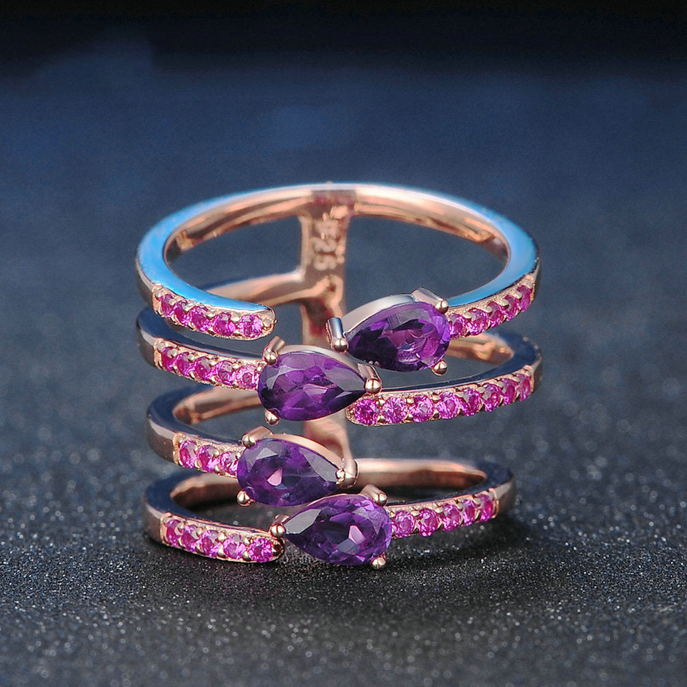 Natural Amethyst Women Ring