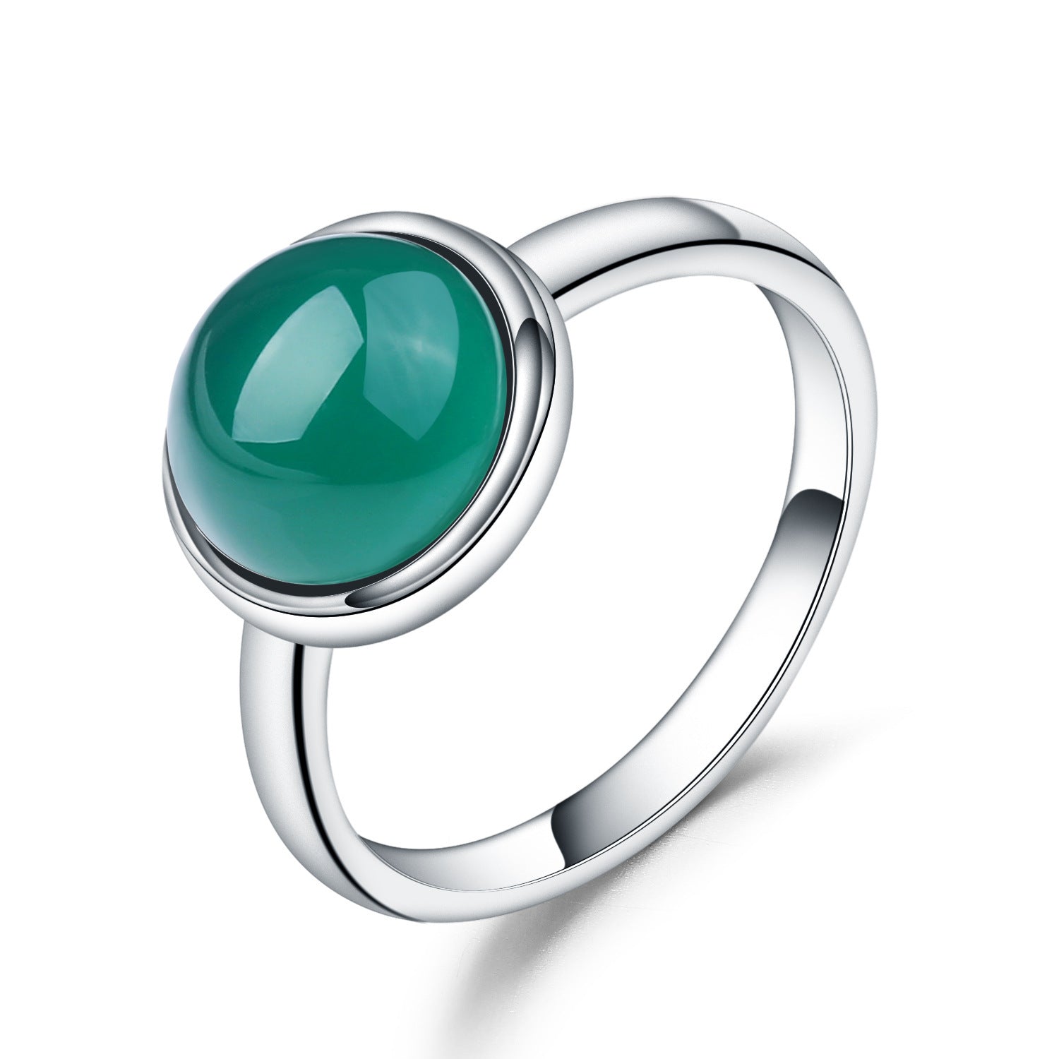 Green Agate Gemstone Ring Women Simple Inlaid Natural Stone