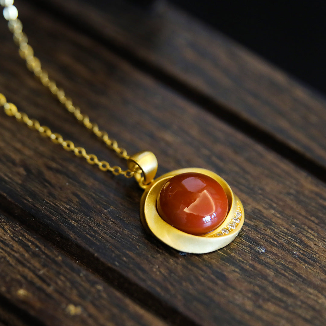 Natural Southern Red Agate Women Necklace