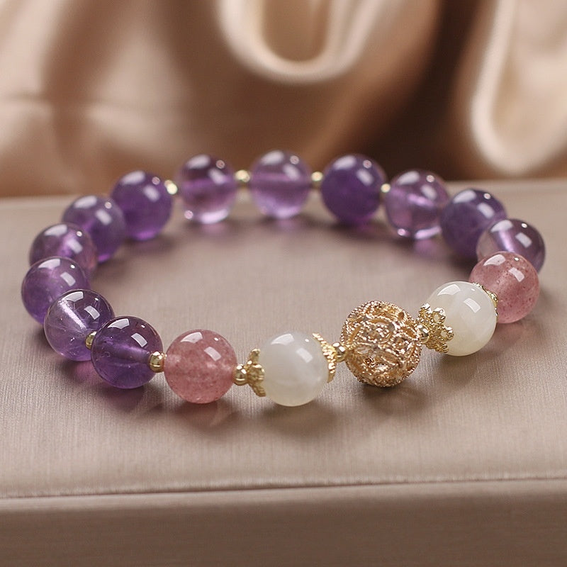 Natural Amethyst Lucky Beads Beaded Women Bracelet