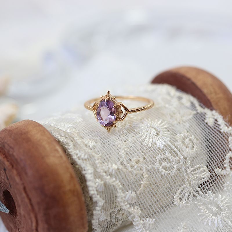 Silver Crown Amethyst Lace Women Ring