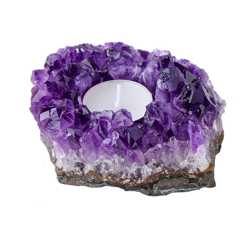 Natural Amethyst Candle Holder Ornaments Home Decor