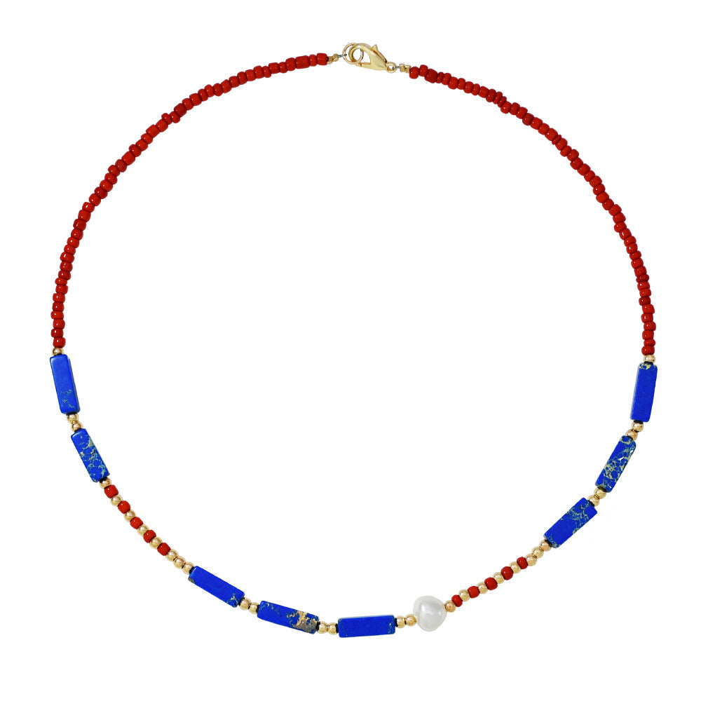 New Klein Blue Agate Necklace For Women French