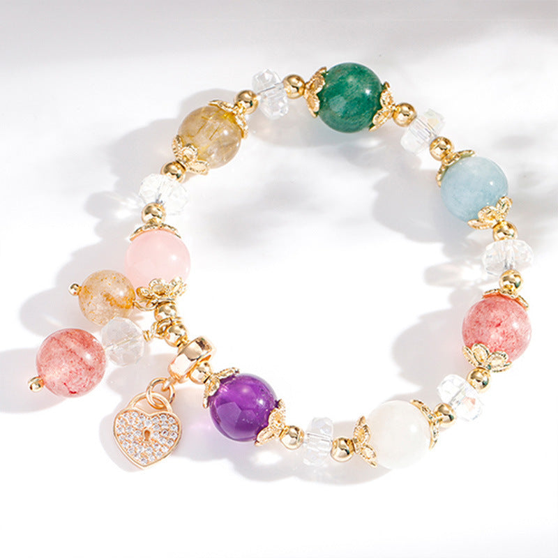 Aquamarine Amethyst Lucky Peach Blossom Women Bracelet